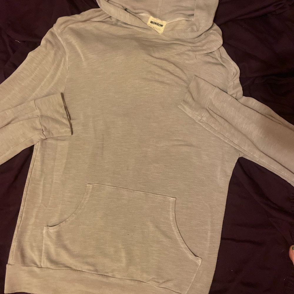 Monrow Light Gray Hoodie Sweater